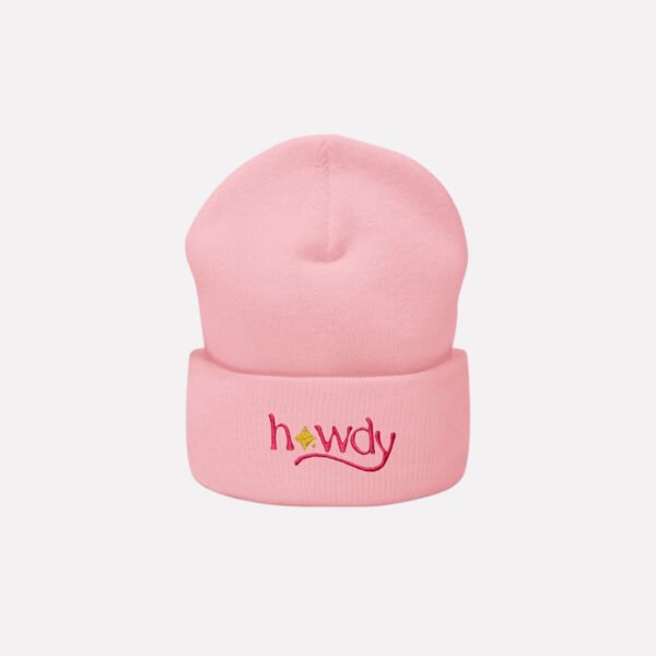 Howdy Embroidered Pink Beanie